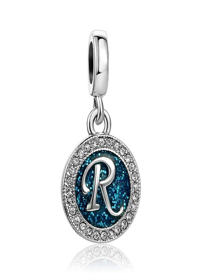 TGLS Spakling Blue Letter R Initial Charm Alphabet Capital Name Dangle Beads Compatible With Pandora Charms Bracelets - Image 1